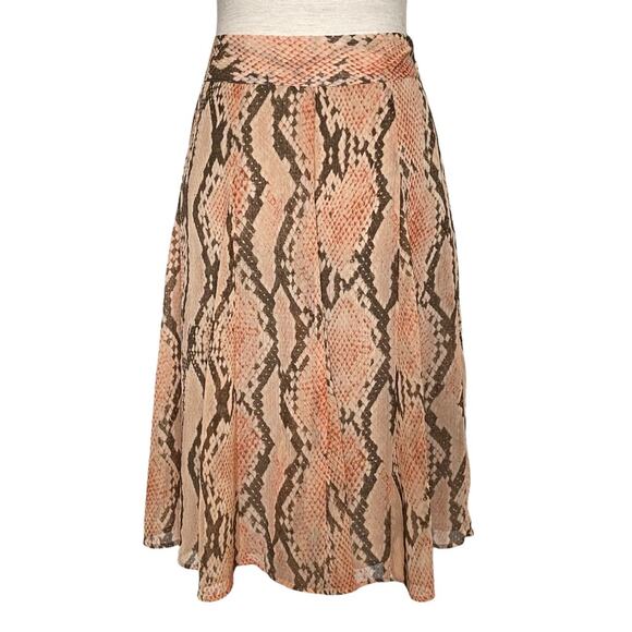 Attention Reptile Print Pleated A Line Swing Skirt Size Medium Flowy Pastel - Picture 4 of 9